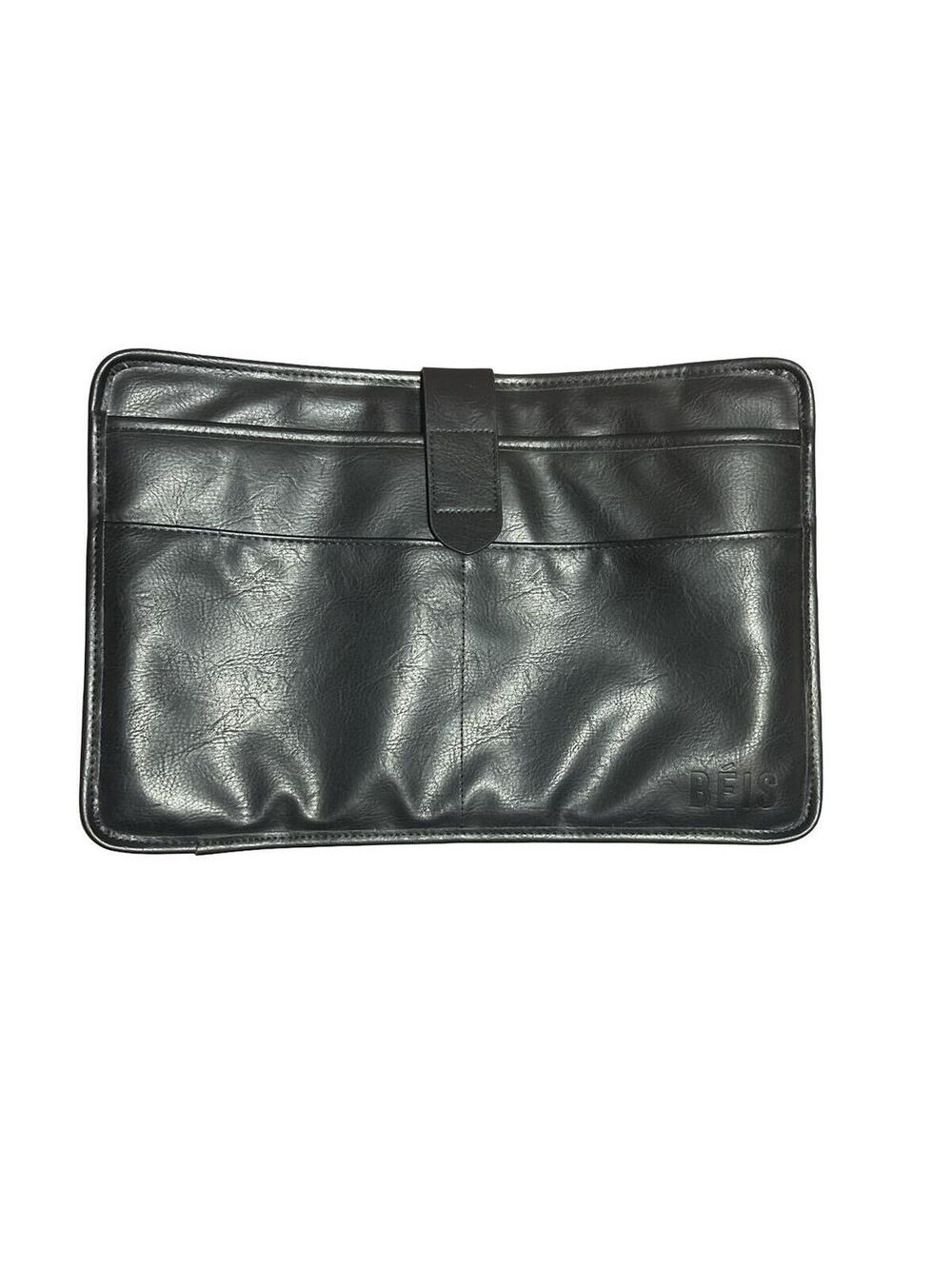 BÉIS Black Faux Leather‎ Laptop Sleeve / Travel Document Organizer Case